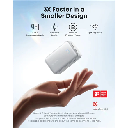 Anker Nano Power Bank 10,000mah, 45w, Built-In Retractable Usb-C Cable - Image 6