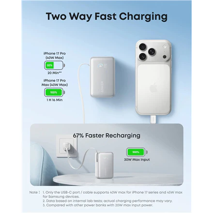 Anker Nano Power Bank 10,000mah, 45w, Built-In Retractable Usb-C Cable - Image 7
