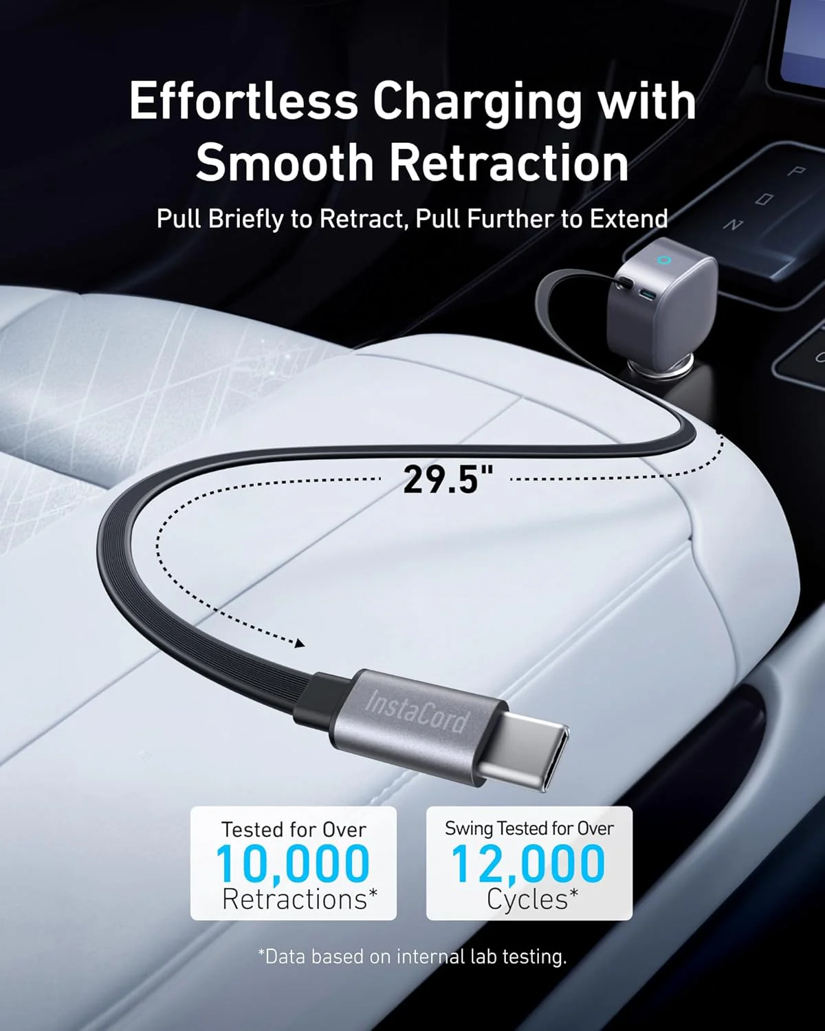 Anker Nano Car Charger 75w, Usb-C Port, Built-In Retractable Usb-C Cable - Image 3