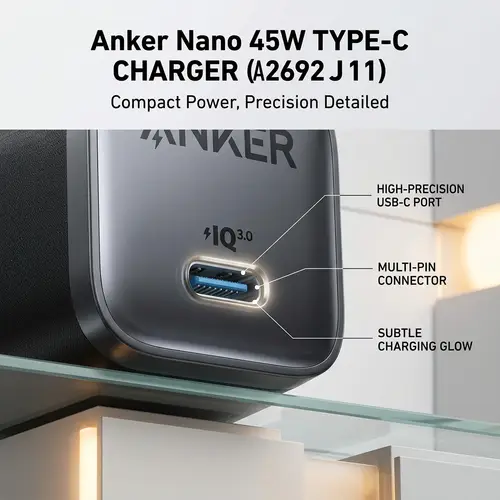 Anker Nano Charger, 45W Fast Charging, Compact and Foldable Plug 2-pin US - Image 7