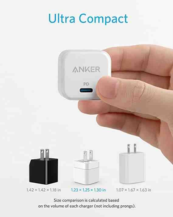 Anker PowerPort III 20W Cube Charger, Usb-C PD Fast Charger, Folable Plug, 2-Pin (US) - Image 3