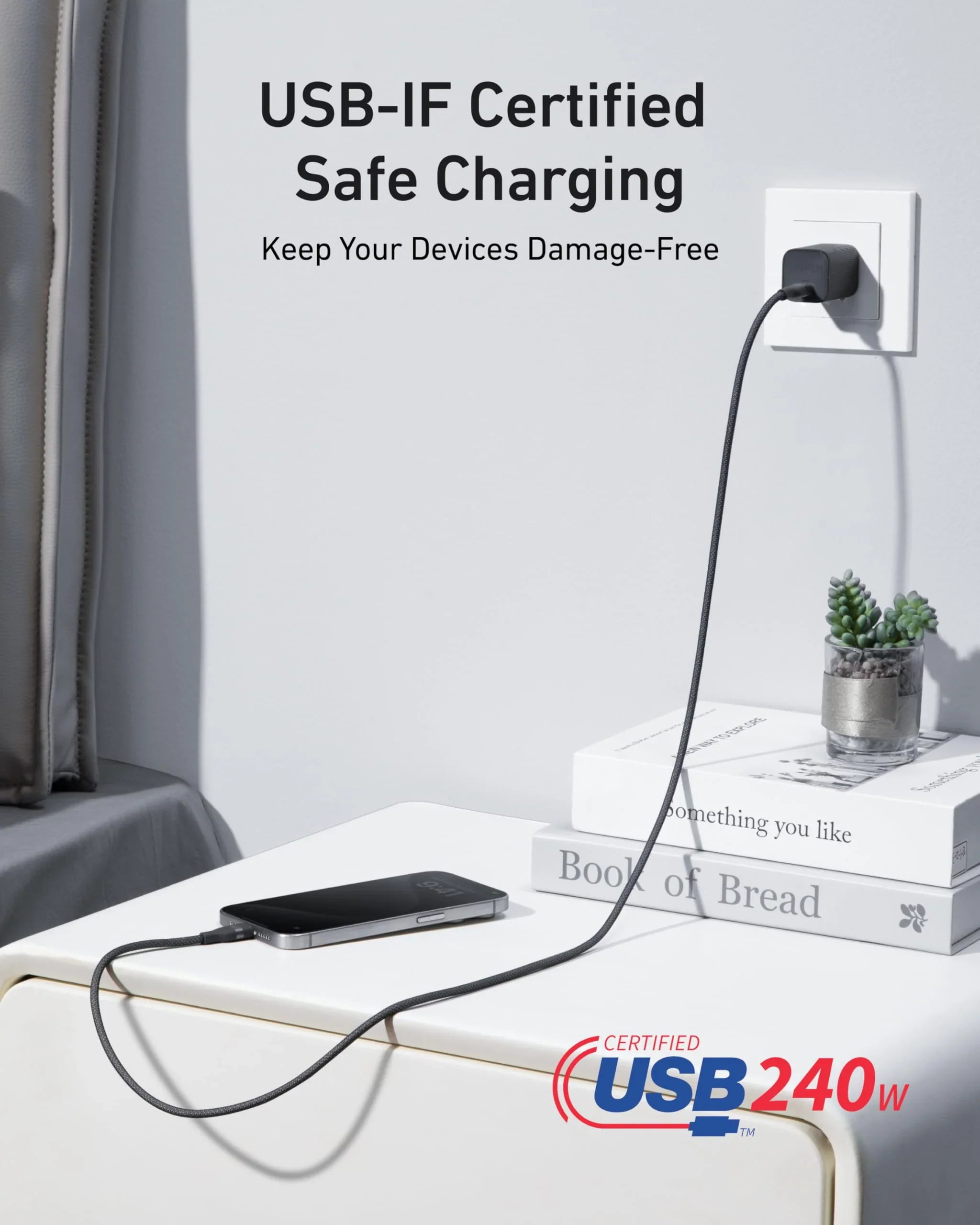 Anker USB-C to USB-C Cable (240W, Upcycled-Braided) - 6ft - Image 3