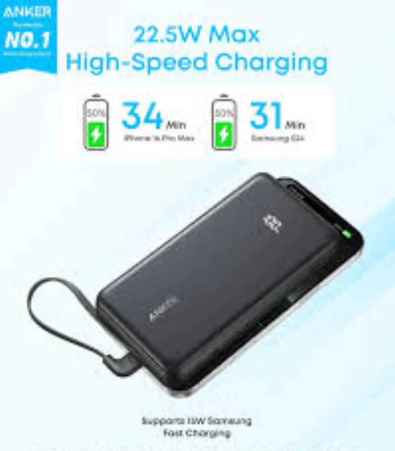 Anker Zolo Powerbank (20kmah, 22.5w, Built-In UsbC 90° Cable) - Image 3